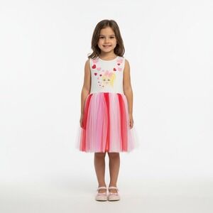 JoJo Siwa Tutu Dress Kids XS 4/5 White Pink Good Heart Graphic Tulle Skirt